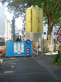 Stollenbau - Kölner Stollen im Holzverzug: Dagobertstrasse, Stollenbau Einrichtung für Holzstollen