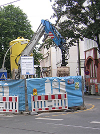 Stollenbau - Kölner Stollen im Spritzbetonverzug, Spritzbetonstollen: Bonn Prinz Albertstraße, Baustelleneinrichtung Kölner Stollen im Spritzbetonverzug